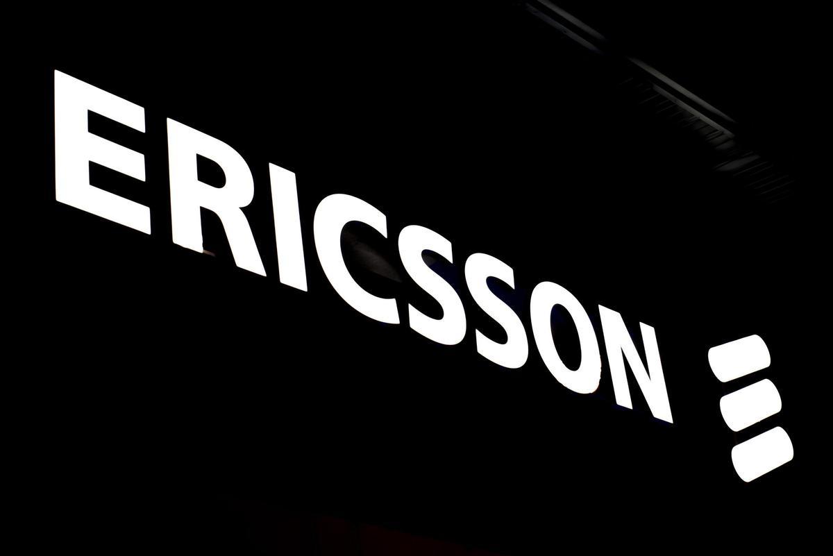 Logo de Ericsson en el Mobile World Congress de Barcelona.