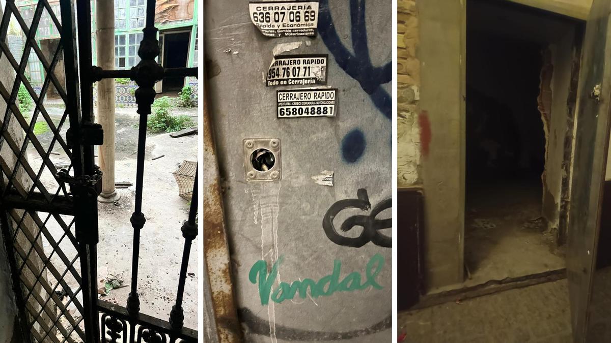 Imágenes del bloque de las calles García Ramos y Mendoza Ríos, propiedad del Ayuntamiento de Sevilla, tras la okupación.
