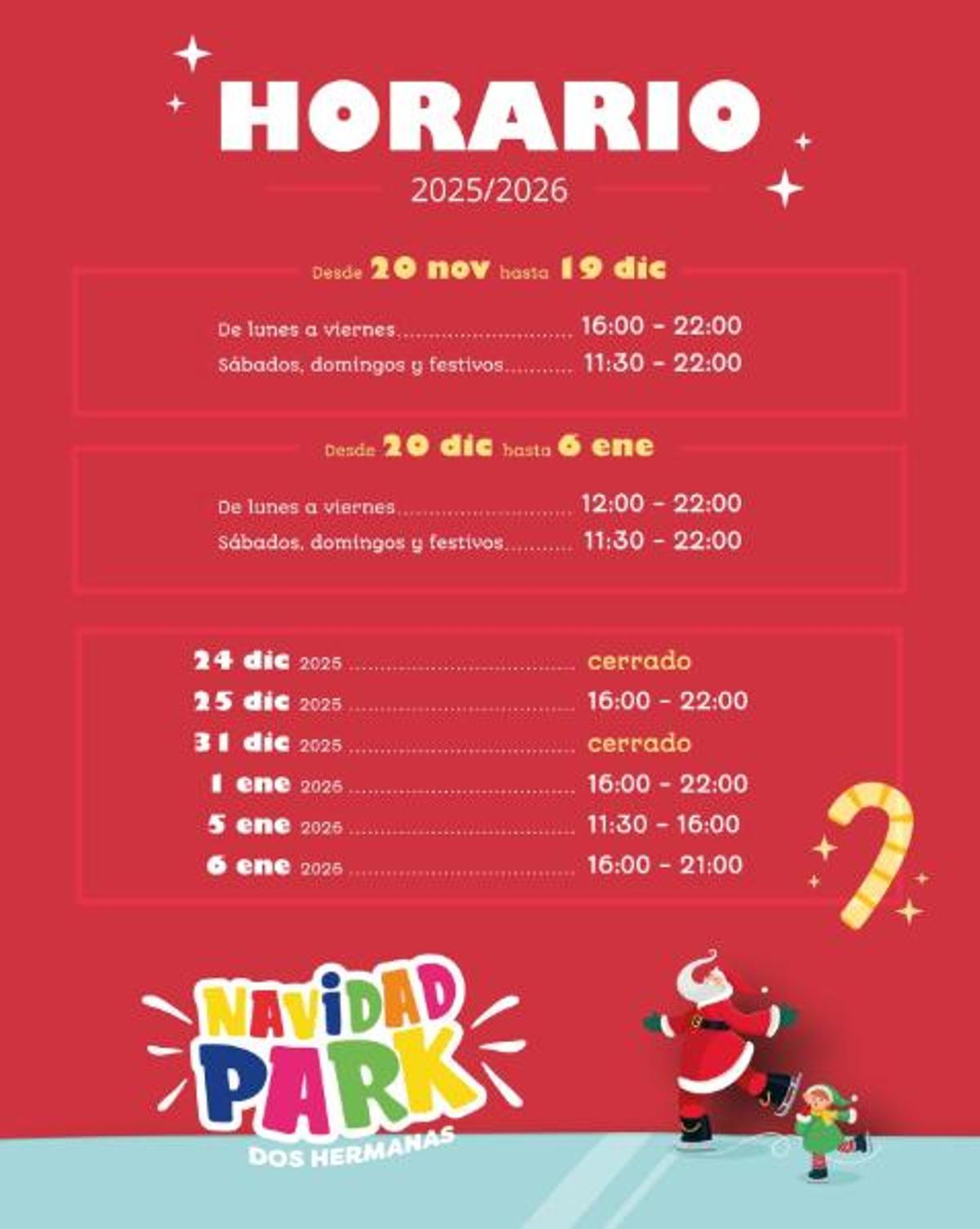 Horarios de Navidad Park Dos Hermanas