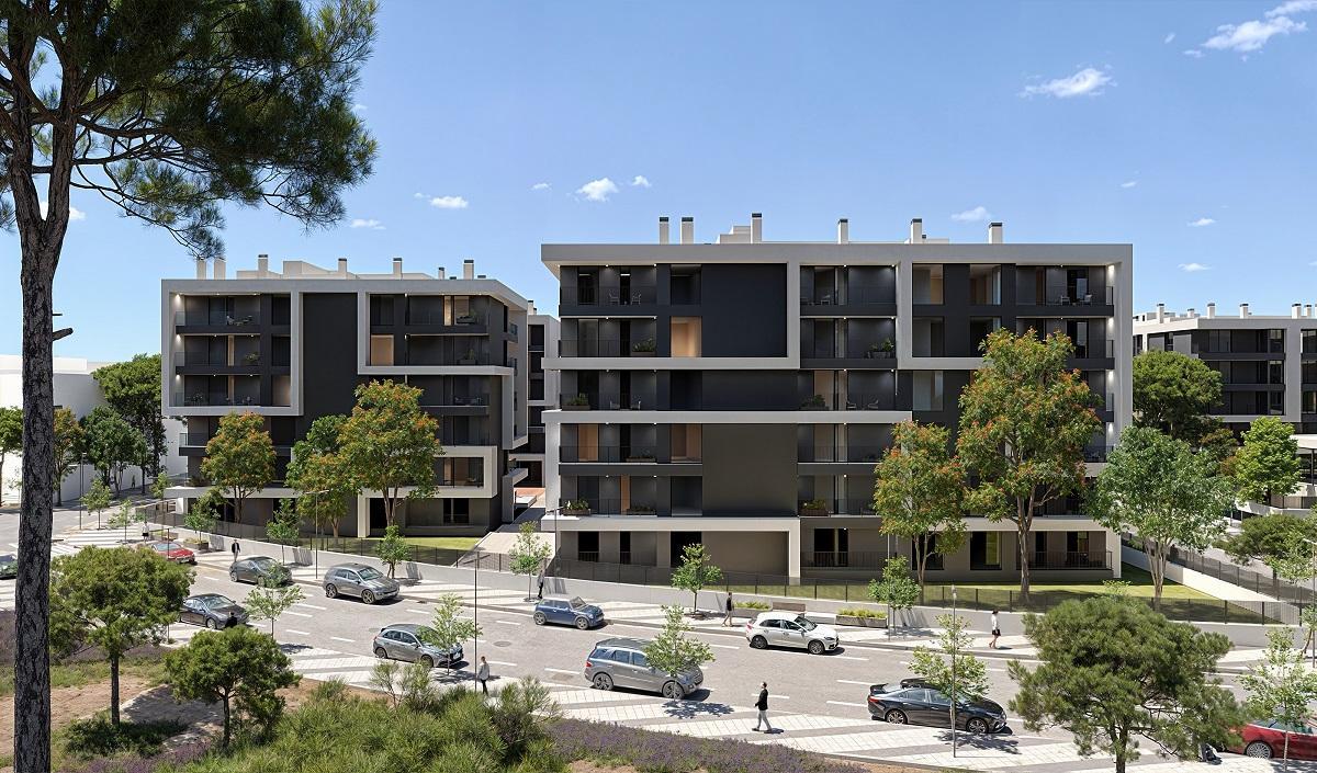 Una imagen recreada de las VPO en la parcela R12 de Lagoom Living en Málaga.