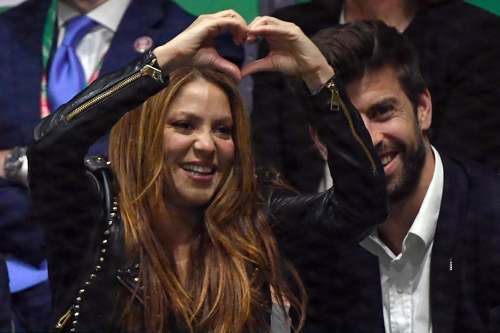 Shakira y Gerard Piqué, el 24 de noviembre del 2019, en un partido de tenis entre Rafa Nadal y Denis Shapovalov, en la Copa Davis de Madrid