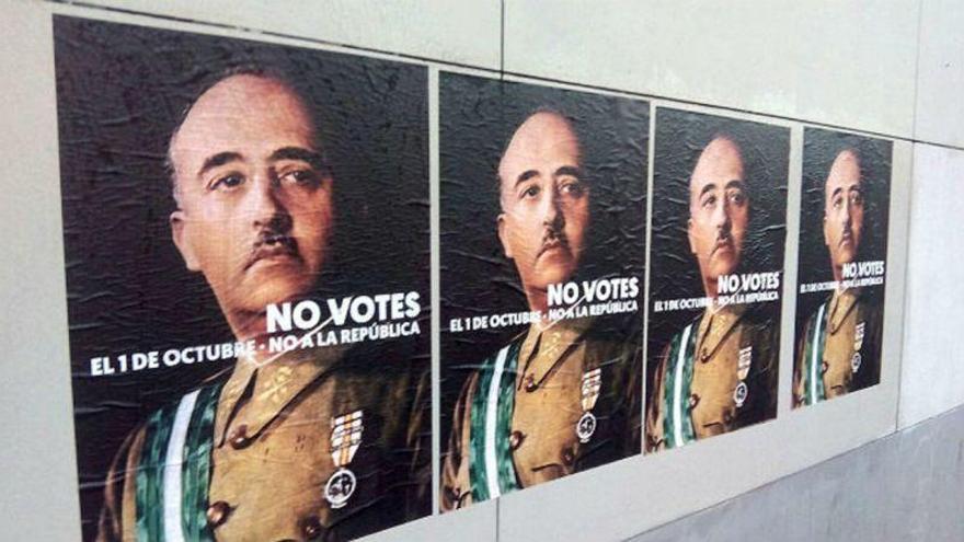 Difunden carteles con el rostro de Franco para incentivar el voto por el &#039;sí&#039; el 1-O