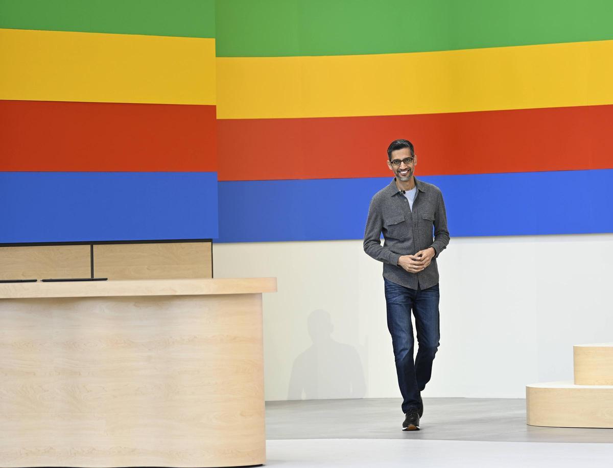 El director ejecutivo de Alphabet, Sundar Pichai, durante la presentación del nuevo buscador en la conferencia de desarrolladores Google I/O