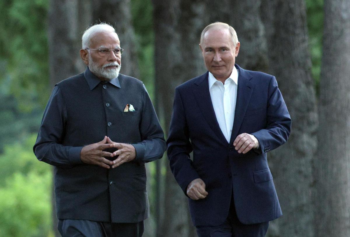 Narendra Modi y Vladímir Putin.