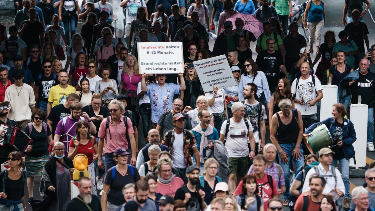 Manifestantes antivacunas en Berlín.