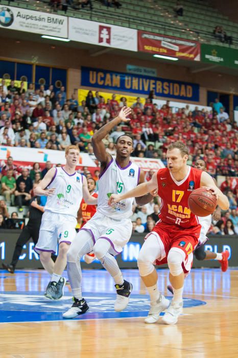 El equipo cajista no aprovecha la ausencia de la estrella del UCAM, Facundo Campazzo, y se coloca con balance negativo en la Eurocup (1-2)