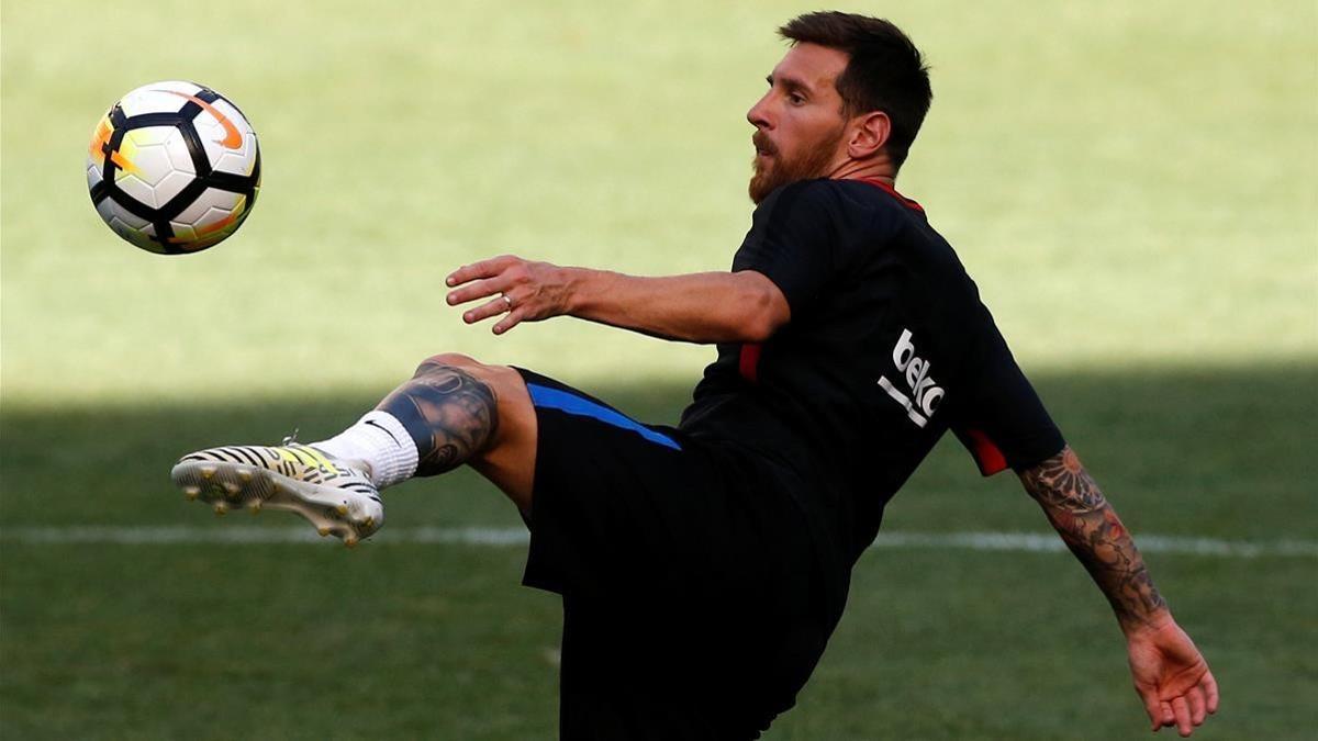 Messi, durante un entrenamiento en el Red Bull Arena, en Nueva Jersey.