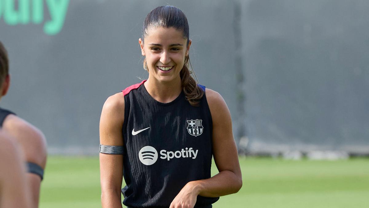 Jana Fernàndez en un entrenamiento del Barça