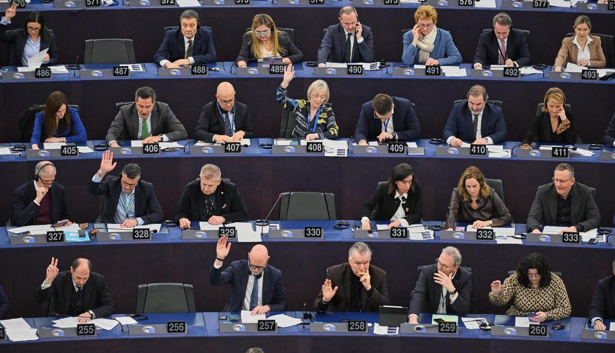 Votación en el Parlamento europeo sobre el acuerdo con Mercosur, este miércoles.