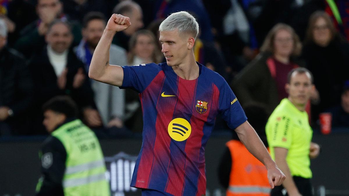 Dani Olmo celebra el gol anotado contra el Oviedo