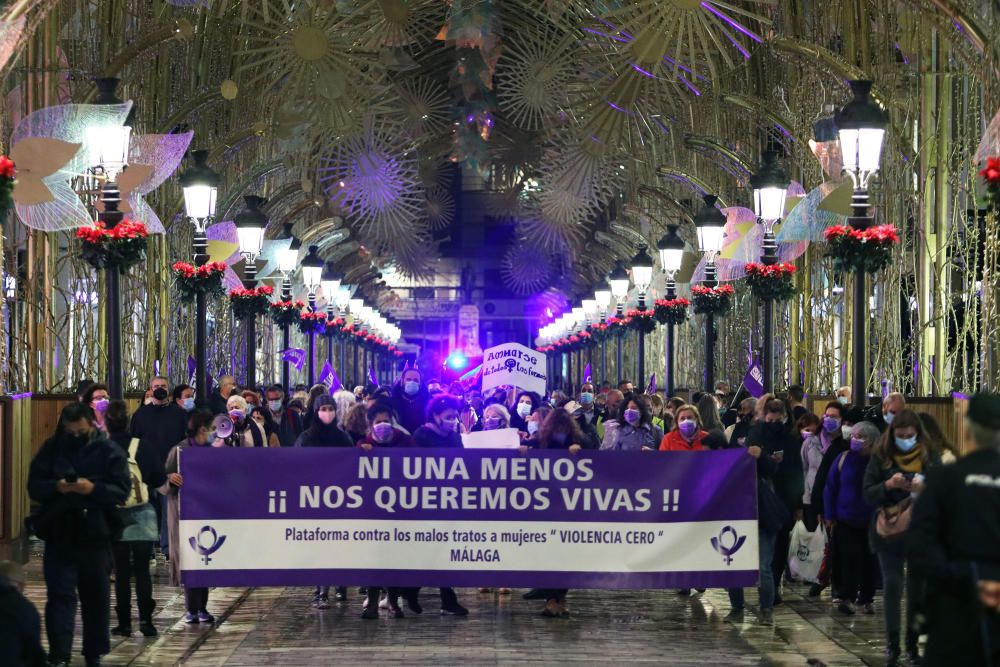 La manifestación por el 25N en Málaga, en imágenes