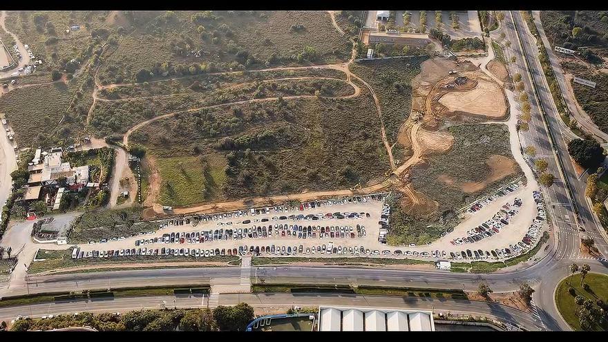 Vista aérea de toda la zona que ocupará el aparcamiento disuasorio de sa Joveria.