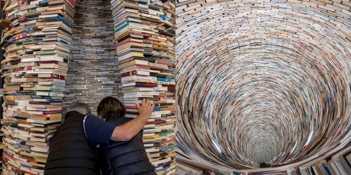 TikTok reconvierte una torre de libros de 1998 en el nuevo fenómeno viral: “Lo vi y yo también quería una foto”