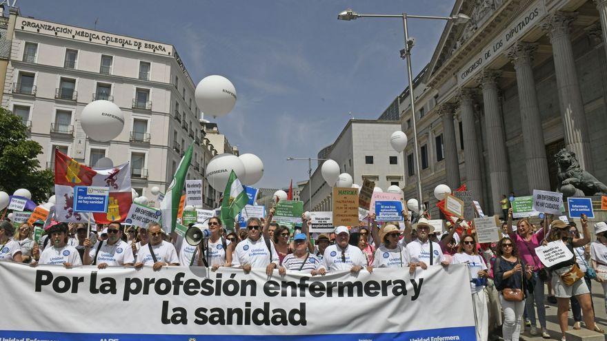 Protesta en defensa de la sanidad pública.