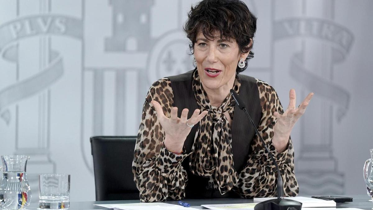Rueda de prensa tras el Consejo de Ministros en el que han participado Pilar Alegría y Elma Saiz.