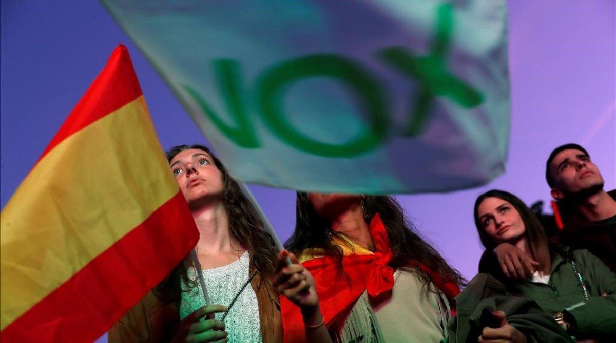 zentauroepp48677976 file photo  supporters of spain s far right party vox wait f190619134432