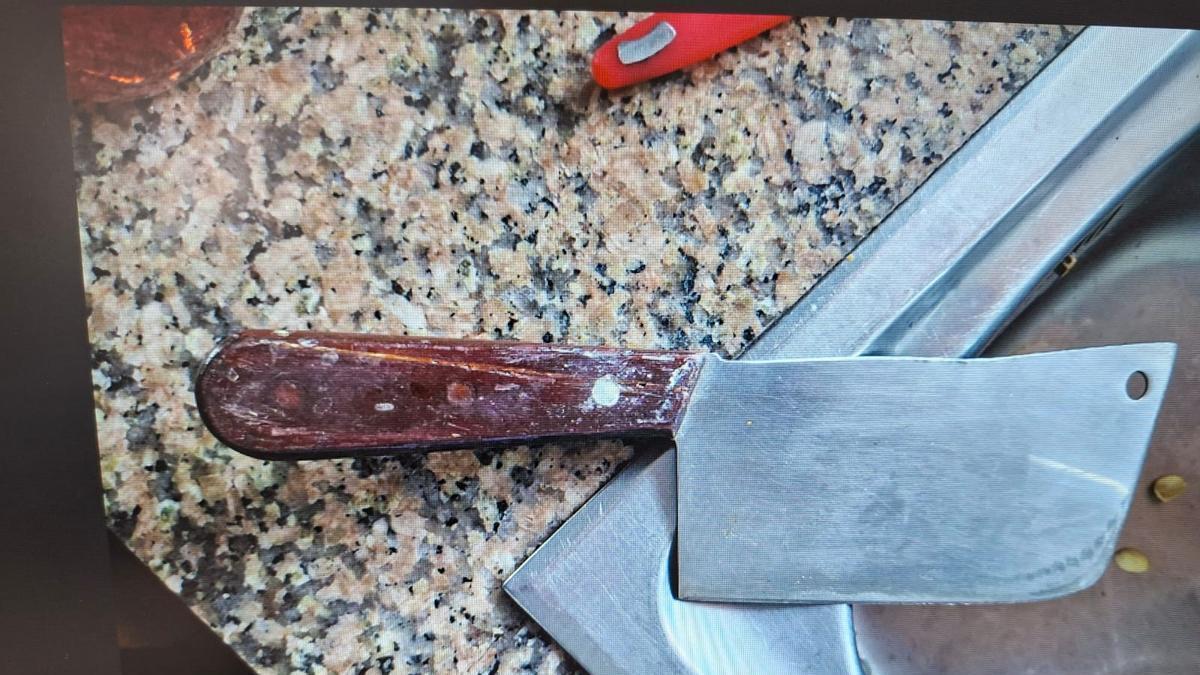 La macheta de cocina utilizada en la agresión.