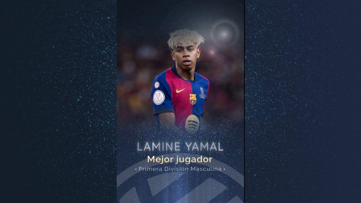 Asensi recoge el Premio AFE a Lamine Yamal como mejor jugador de Primera