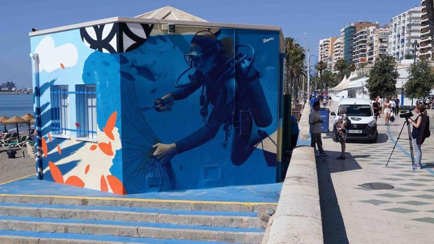 El mural, en uno de los módulos de La Malagueta.