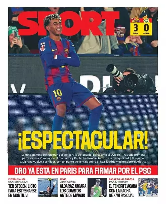 El golazo de Lamine, protagonista las portadas de la prensa deportiva