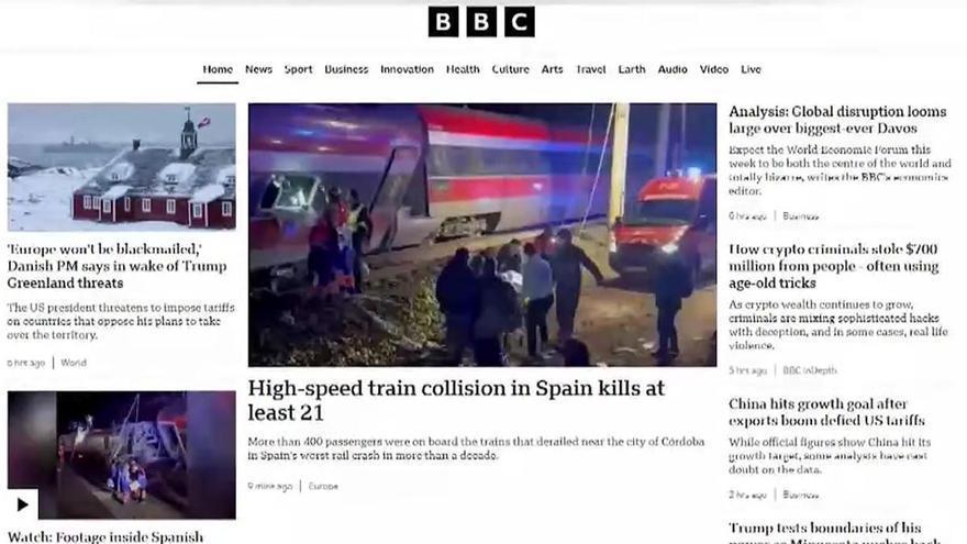 Medios internacionales recogen en sus portadas el accidente ferroviario de Adamuz, Córdoba