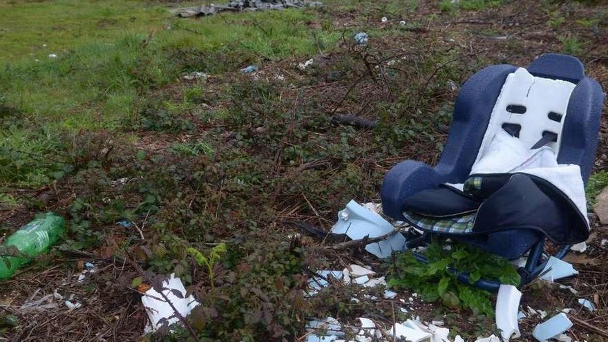 Un vertido ayer en el entorno del campo de Trabanca Sardiñeira. // Noé Parga