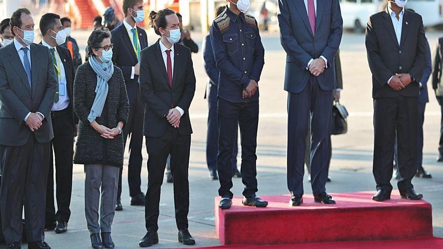 Felip VI i Pablo Iglesias, a la seva arribada a La Paz.