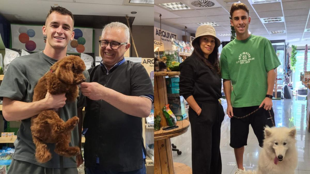 Marc Casadó y Fermín López junto a Daniel Llimós, su cuidador de mascotas