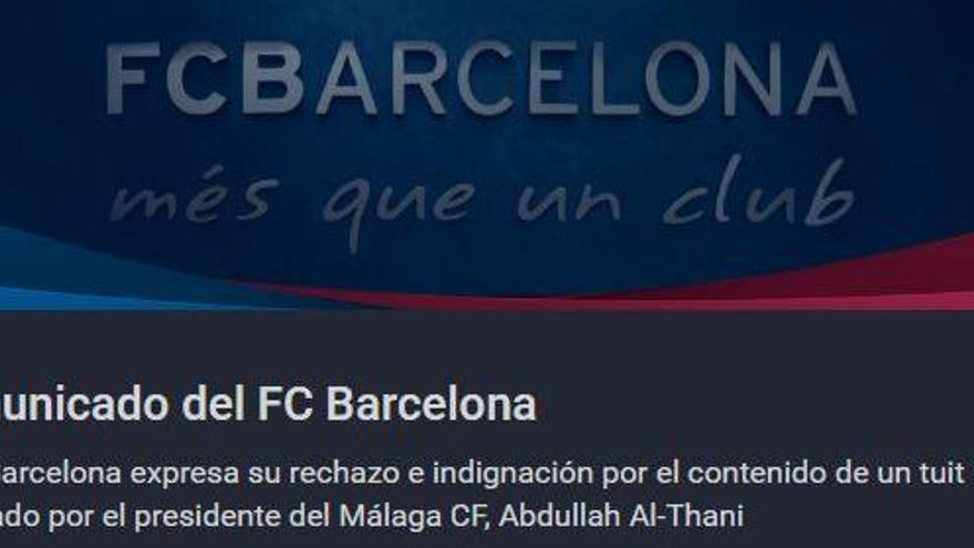 Comunicado del Barça sobre las palabras Al Thani