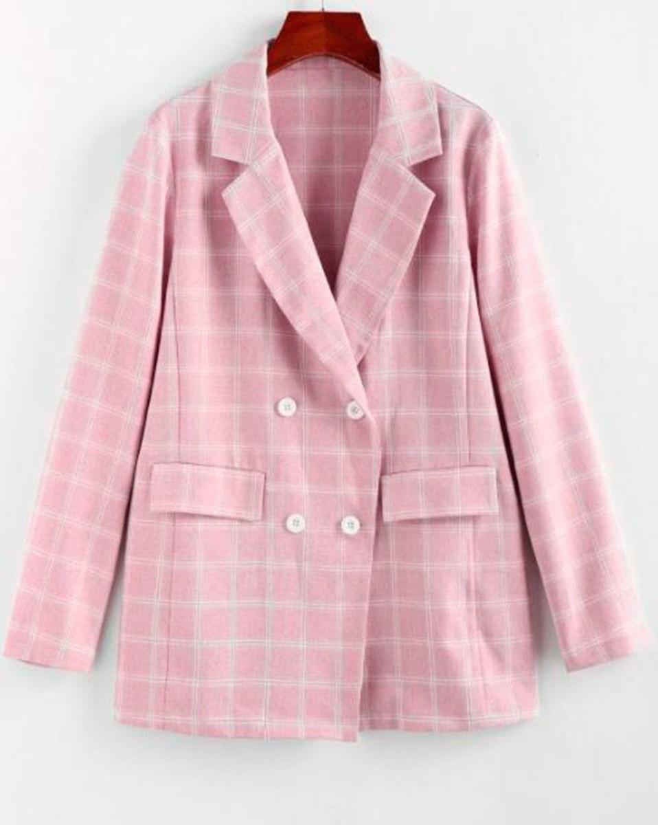 Blazer cuadros rosa de Zaful (precio: 17,08 euros)