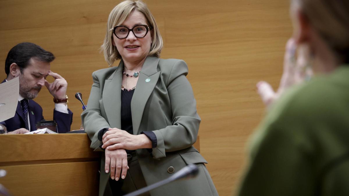 La diputada del PPCV, Mari Carmen Contelles, en la comisión de las Corts.