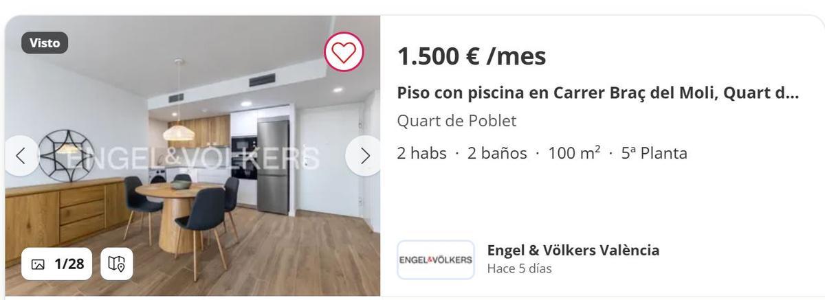 Una de las viviendas en alquiler en un portal inmobiliario.