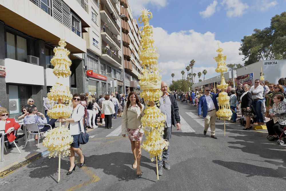 La ciudad se llena de palmas blancas y echa a la calle para participar en la procesión del Domingo de Ramos