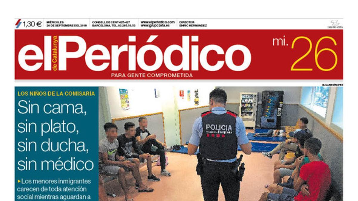 La portada de EL PERIÓDICO DE CATALUNYA del 26 de septiembre del 2018