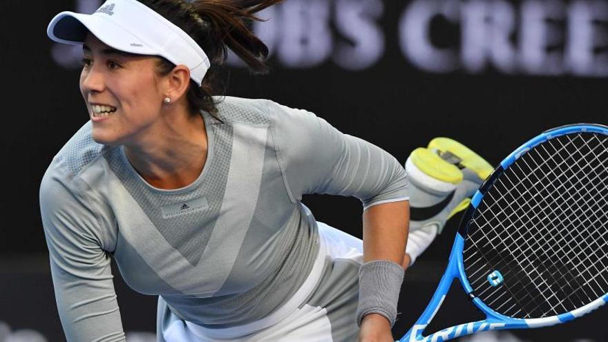 Garbiñe Muguruza, duranate su partido ante Jessika Ponchet.