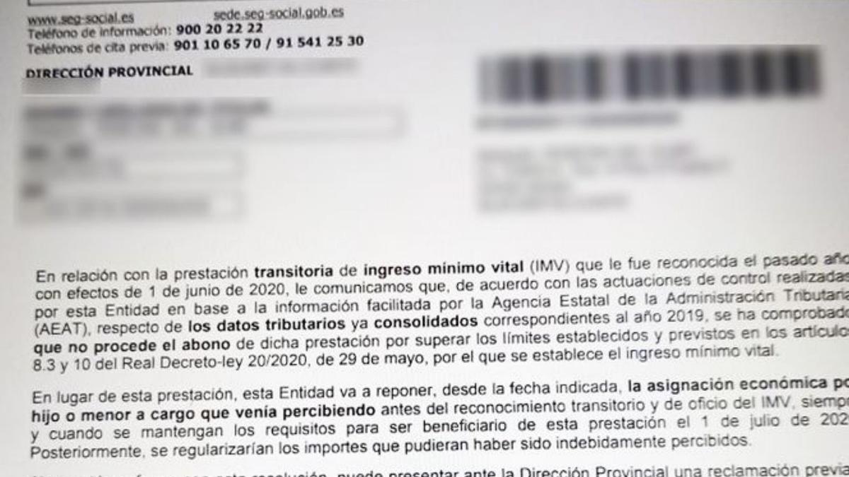 El Gobierno reclama ahora el ingreso mínimo que concedió de oficio