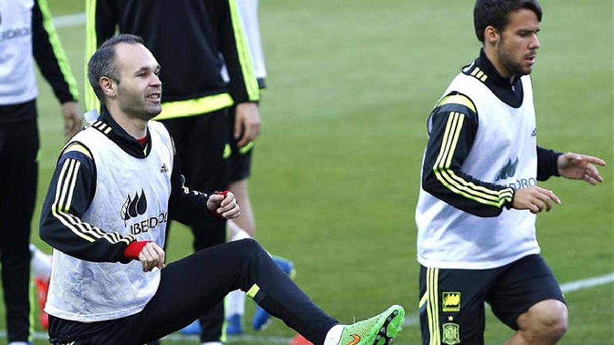 Bernat e Iniesta, en un entrenamiento