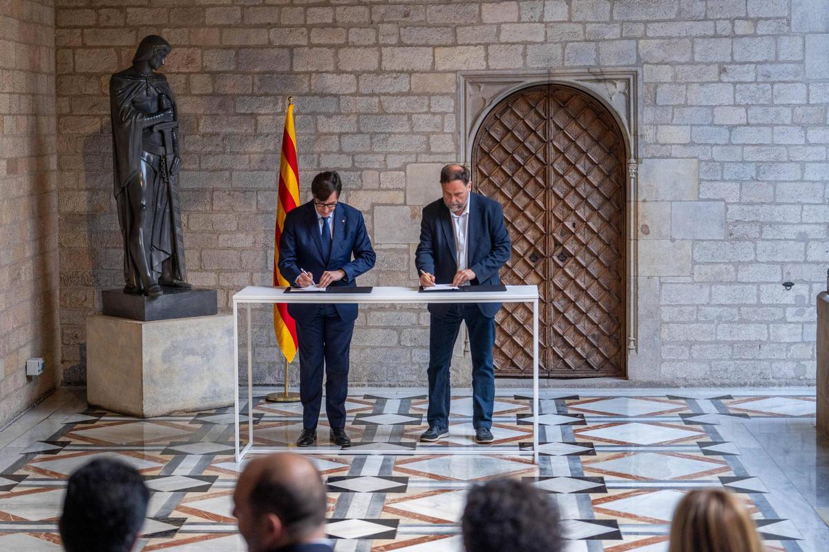 Salvador Illa y Oriol Junqueras sellan el pacto de presupuestos y consolidan la legislatura
