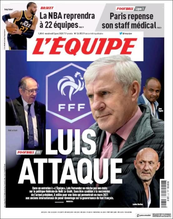 Portada L'ÉQUIPE viernes 5 junio 2020