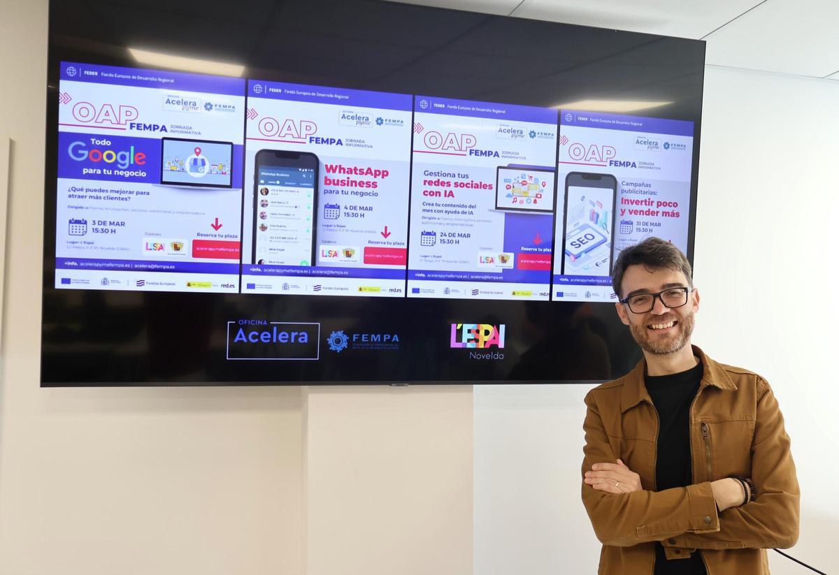 El alcalde de Novelda y responsable directo del área de Emprendimiento, Fran Martínez, ha presentado este nuevo programa formativo dirigido a pymes, micropymes y personas autónomas