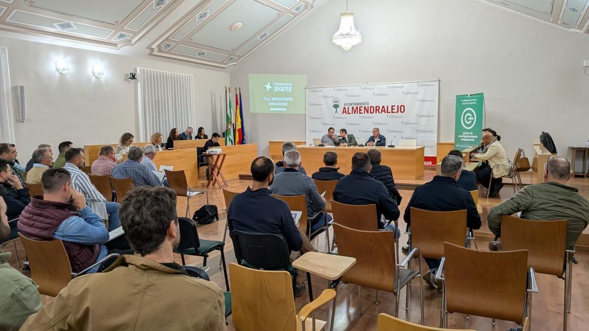Reunión de técnicos de Extremadura Avante en Almendralejo para explicar el proyecto.