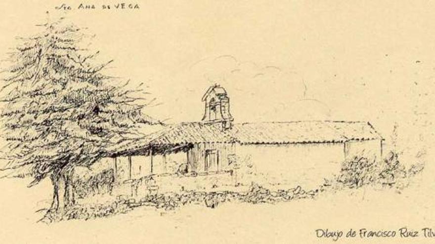 Dibujo de Santa Anina de Mexide realizado por Francisco Ruiz Tilve.