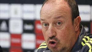 Rafa Benítez, en la roda de premsa d’aquest dissabte.