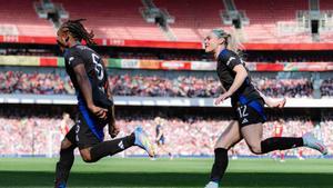 Las jugadoras del Lyon enloquecieron con el 1-2 en el campo del Arsenal