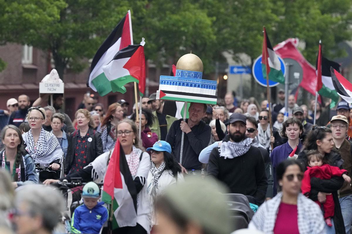 Protestas propalestina y proisraelí en Malmö ante la participación de ...