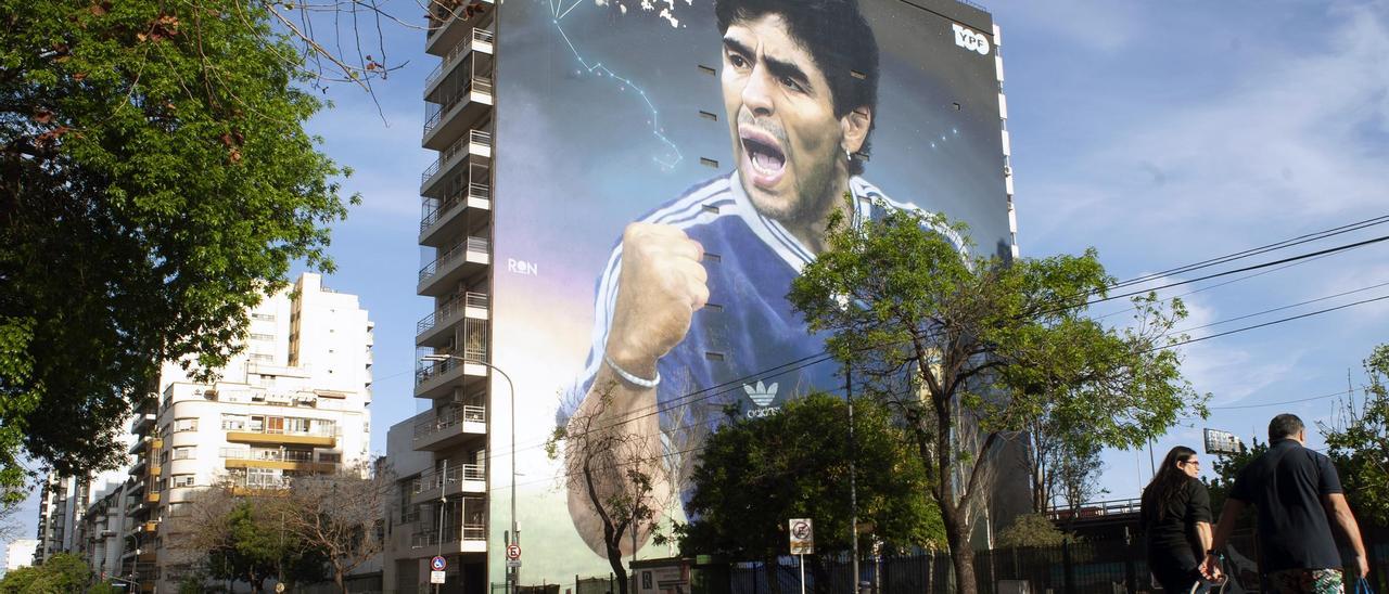 Mural de Maradona en Buenos Aires.