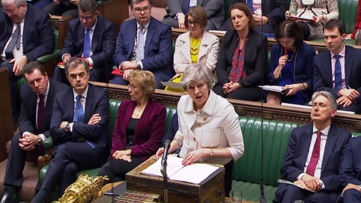 May, durante su exposición en el Parlamento.