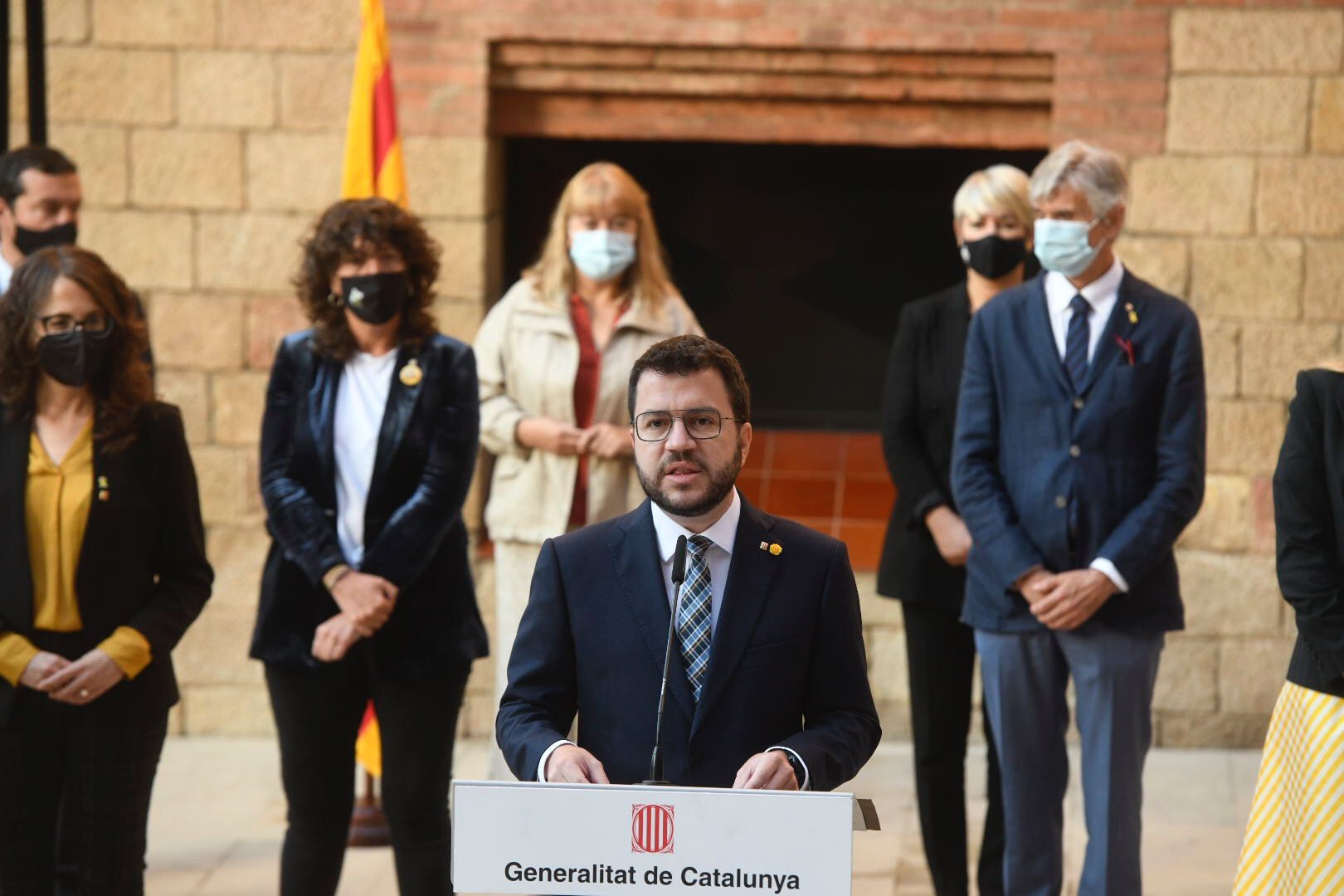El president de la Generalitat, Pere Aragònes, durante la declaración