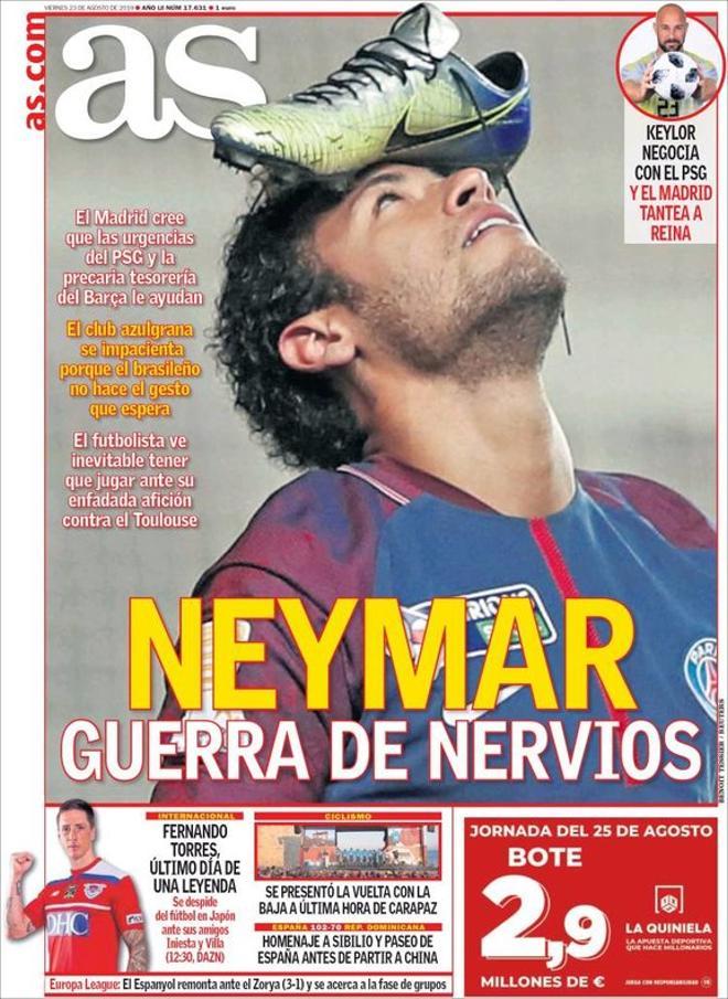 Portada de AS del 23 del agosto de 2019