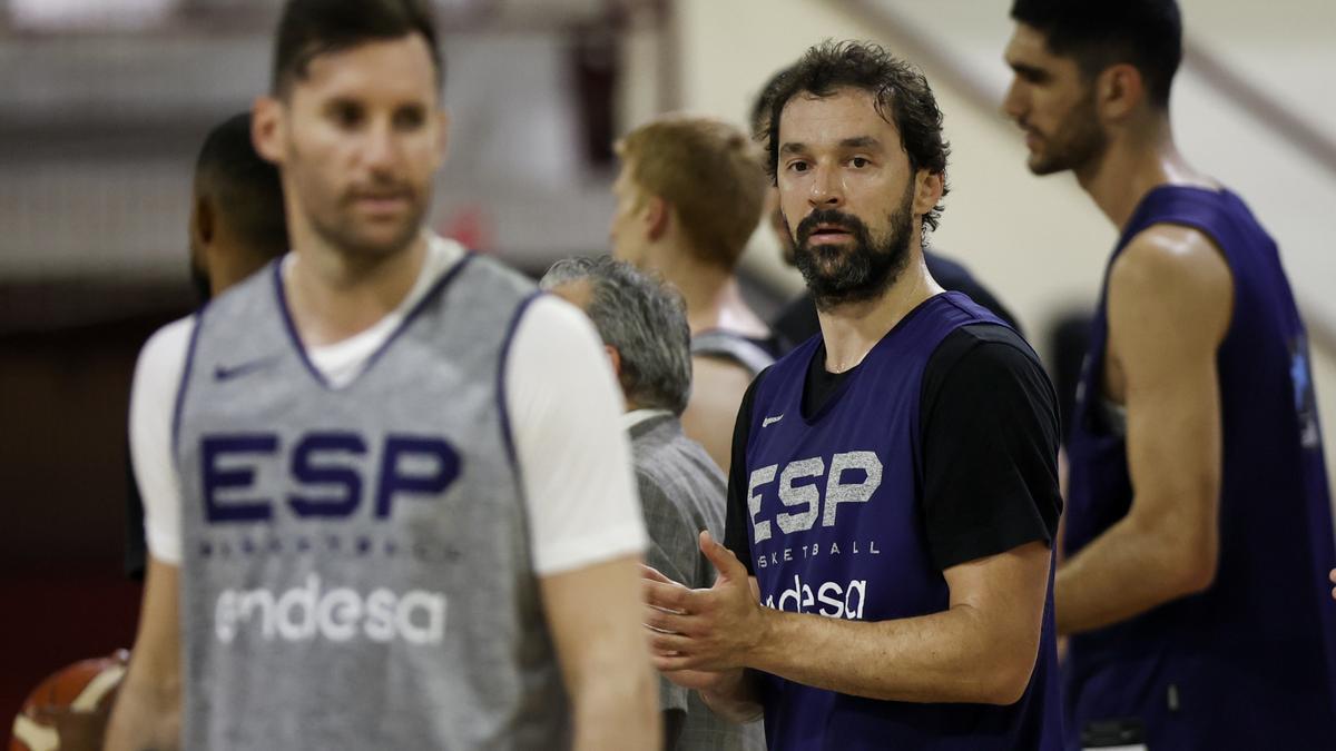 Llull y Rudy, durante el entrenamiento de España